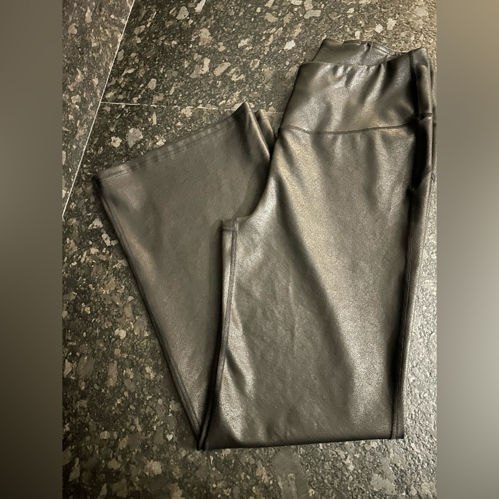 MCEDAR Black Faux Leather Flare Pants